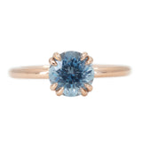 1.69ct Silver Blue Grey Montana Sapphire Double Prong Solitaire Ring in 14k Rose Gold