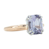 2.51ct Cushion Light Purple Silvery Grey Spinel Double Prong Solitaire in Two Tone Rose and White Gold