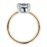 2.51ct Cushion Light Purple Silvery Grey Spinel Double Prong Solitaire in Two Tone Rose and White Gold