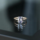 2.51ct Cushion Light Purple Silvery Grey Spinel Double Prong Solitaire in Two Tone Rose and White Gold