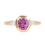1.02ct Ruby Pink Sapphire Double Bezel Setting With Pear Diamonds In 14k Rose Gold