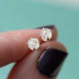 edgy salt and pepper rosecut diamond galaxy yellow gold diamond studs earrings