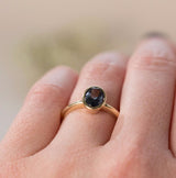 Indigo Blue Spinel Oval Ring - Bezel Set Ring - Spinel Engagement Ring by Anueva Jewelry