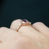 1.02ct Ruby Pink Sapphire Double Bezel Setting With Pear Diamonds In 14k Rose Gold