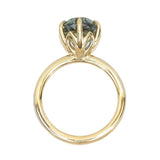4.37ct Green Sapphire Lotus 6 Prong Solitaire in 14k Yellow Gold