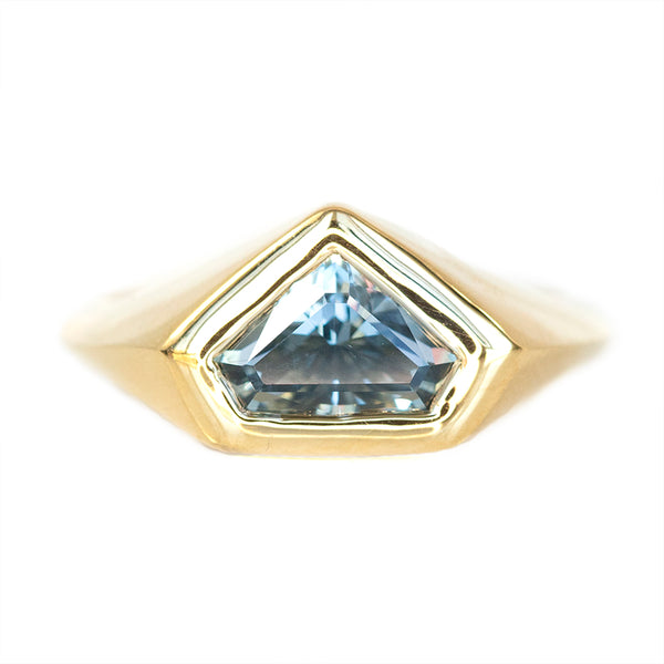 1.88ct Shield Montana Sapphire Signet Ring in 14k Yellow Gold