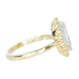 1ct Antique Style Rosecut Diamond Halo Ring, Low Profile in 14k Yellow Gold
