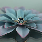 2.86ct Rosecut Blue Sapphire Low Profile Six Prong Evergreen Solitaire in 14k Yellow Gold