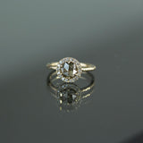 1.31ct Champagne Rosecut Salt and Pepper Diamond Ring in Low Profile Halo in 14k Yellow Gold