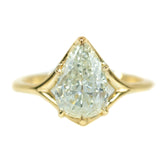 1.51ct Antique Pear Diamond in Low Profile Six Prong Split Shank 14k Yellow Gold