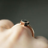 1.06ct Geometric Australian Sapphire Double Bezel Ring in 14k Rose Gold