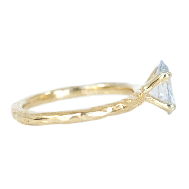 1.01ct Oval Salt And Pepper Diamond Evergreen Solitaire in 14k Yellow Gold