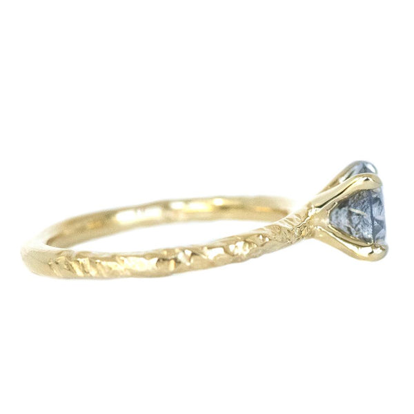 1.23ct Round Salt And Pepper Diamond Evergreen Solitaire in 14k Yellow Gold