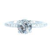 1.07ct Round Salt And Pepper Diamond with French Set Diamond Band In 14k White Gold