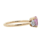 1.78ct GIA Cushion Pink Bicolor Sapphire With Diamond Clusters in 14k Rose Gold side view