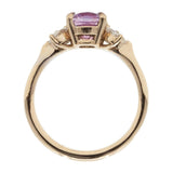 1.78ct GIA Cushion Pink Bicolor Sapphire With Diamond Clusters in 14k Rose Gold profile