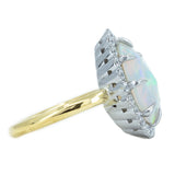 Pear Opal And Diamond Halo Ring In 14k Yellow And White Gold