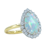 Pear Opal And Diamond Halo Ring In 14k Yellow And White Gold