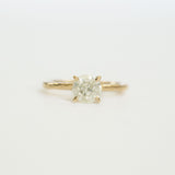 champagne gray golden diamond solitaire rose recycled gold handmade carved engagement ring