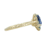 1.85ct Trillion Sapphire Asymmetrical Diamond And Sapphire Ring in 14k Yellow Gold