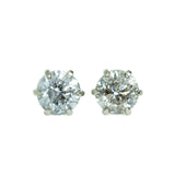 1.40ctw Salt And Pepper Diamond Stud Earrings in 6 Prong Settings In 14k White Gold