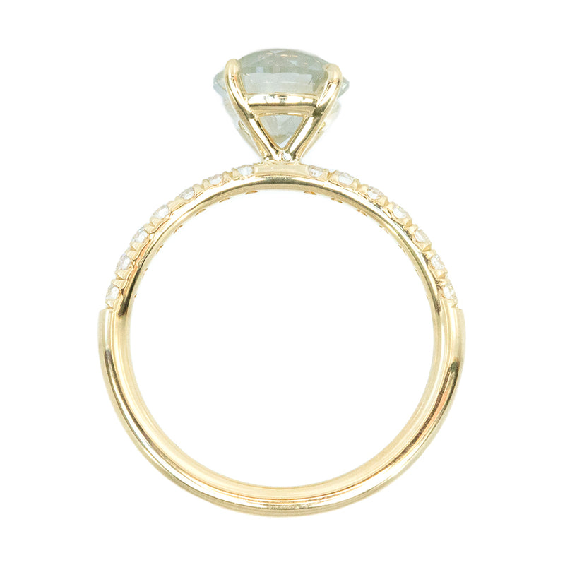 1.80ct Round Opalescent Diamond With French Set Diamonds In 14k Yellow Gold