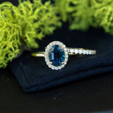 2.29ct Oval Blue Montana Sapphire Diamond Halo In 14k Yellow Gold