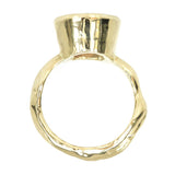 4.01ct Round Diamond Bezel Set with Organic Alluvial Band In 14k Yellow Gold