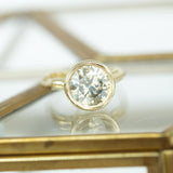 4.01ct Round Diamond Bezel Set with Organic Alluvial Band In 14k Yellow Gold