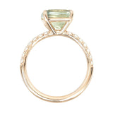 2.83ct Radiant Cut Minty Green East-West Nigerian Sapphire With Diamond Band In 14k Rose Gold
