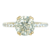 2.15ct Light Green-Grey Diamond Double Prong With French Set Diamonds Band In 14k Yellow Gold