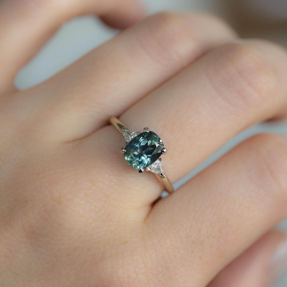 2.5ct Color Changing store Teal Sapphire Engagement Ring For Women Green Blue Sapphire Vintage Wedding Ring 14k Gold Teal Saphire Wedding Ring