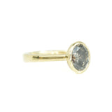 2.21ct Dark Oval Salt and Pepper Diamond Contemporary Bezel Set Ring in Yellow Gold