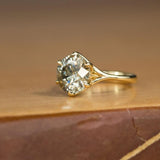 5.03ct Round Grey Green Champagne Brilliant Diamond in Yellow Gold Six Prong Setting