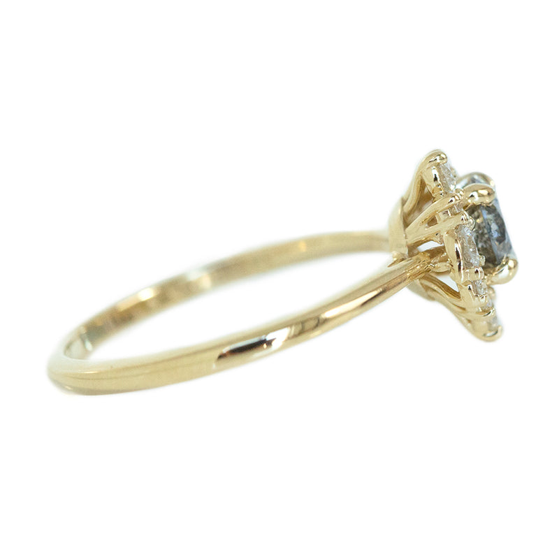 0.65ct Round Salt And Pepper Diamond Asymmetrical Cluster Ring In 14k Yellow Gold