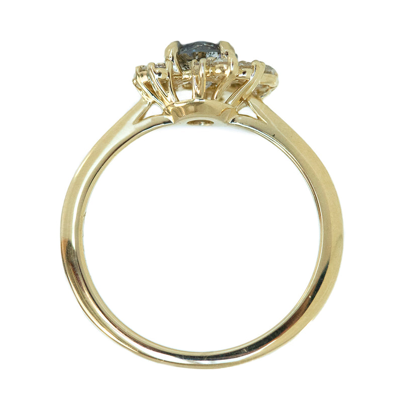 0.65ct Round Salt And Pepper Diamond Asymmetrical Cluster Ring In 14k Yellow Gold
