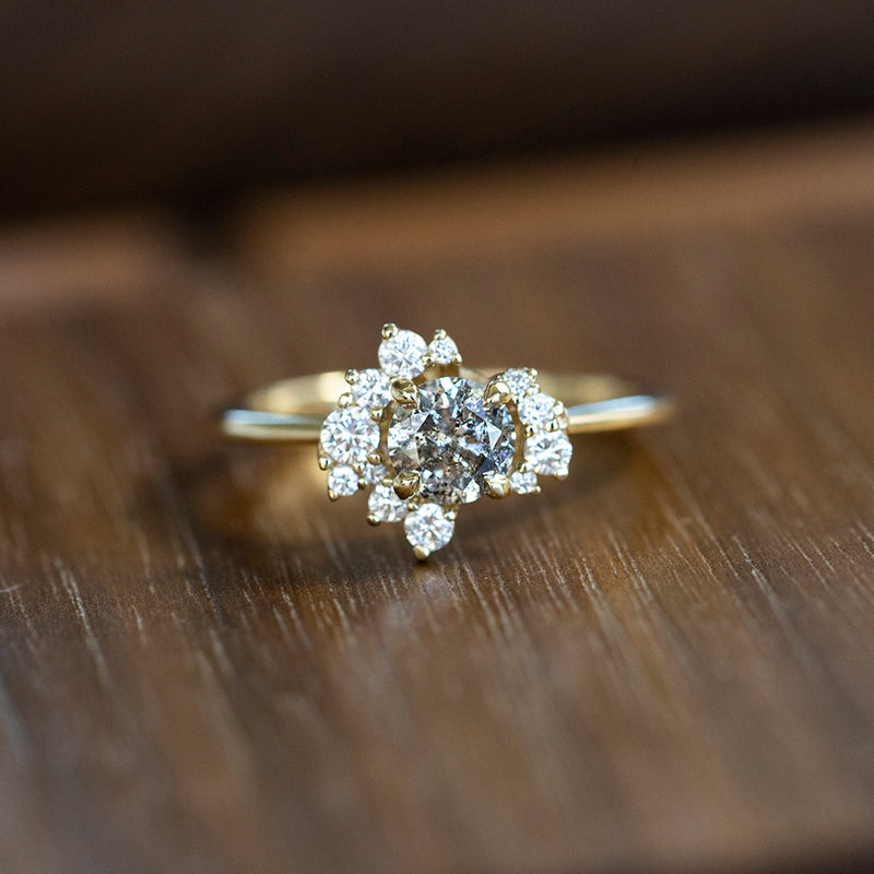 Flower Cut Cluster Diamond Engagement Ring — Ouros Jewels