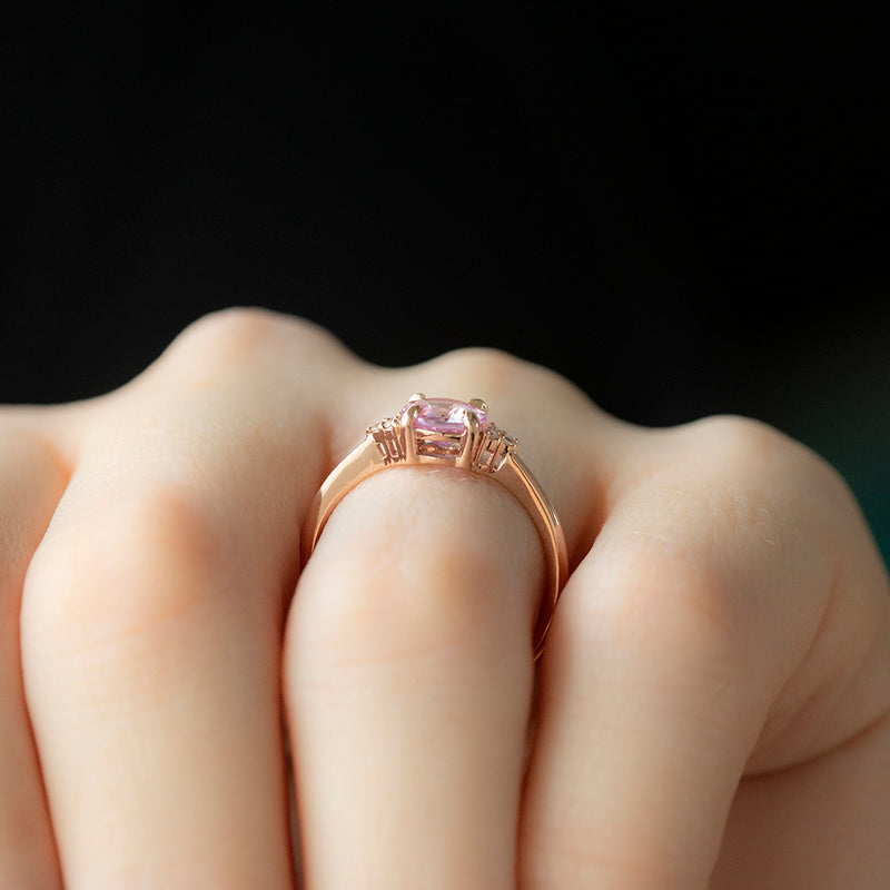 1.02ct Pink Sapphire and Diamond Cluster Ring in 14k Rose Gold