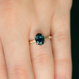 1.68ct Oval Blue Sapphire Evergreen Solitaire Ring In 14k Yellow Gold