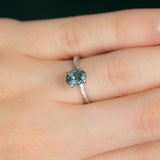 1.47ct Blue Oval Montana Sapphire Evergreen Solitaire In 14k White Gold