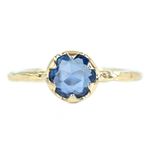 Approx. 1ct Rosecut Sapphire Low Profile Six Prong Evergeen Solitare in Polished Yellow Gold