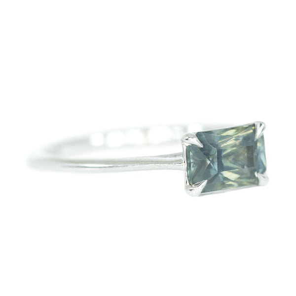 1.29ct Radiant Cut Sapphire East-West Ring In 14k White Gold