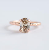 evergreen collection champagne diamond solitaire rose recycled gold handmade engagement ring