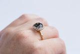 blue grey spinel sapphire diamond halo gemstone ring jewelry