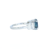 Art Deco 2.69ct Oval Montana Sapphire and Baguette Diamond Ring in Platinum