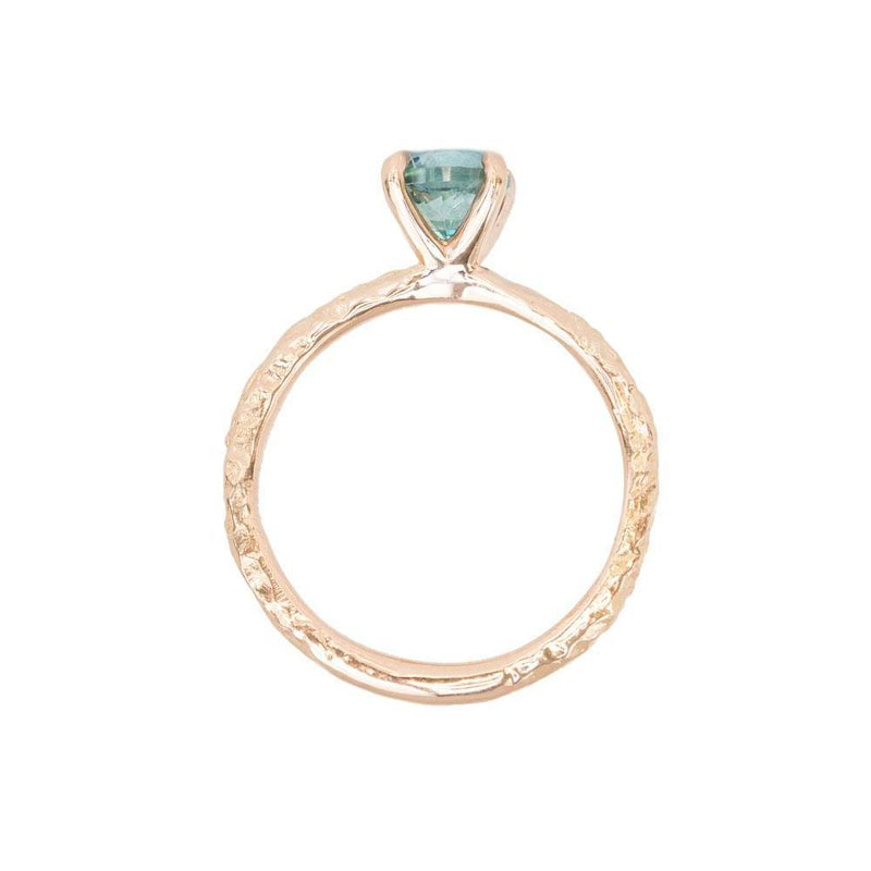 1.16ct Teal Montana Sapphire Ring in 14k Rose Gold Evergreen Solitaire