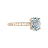 2.09ct Oval Pastel Blue Montana Sapphire Ring in 14k Rose Gold Diamond-Studded Solitaire