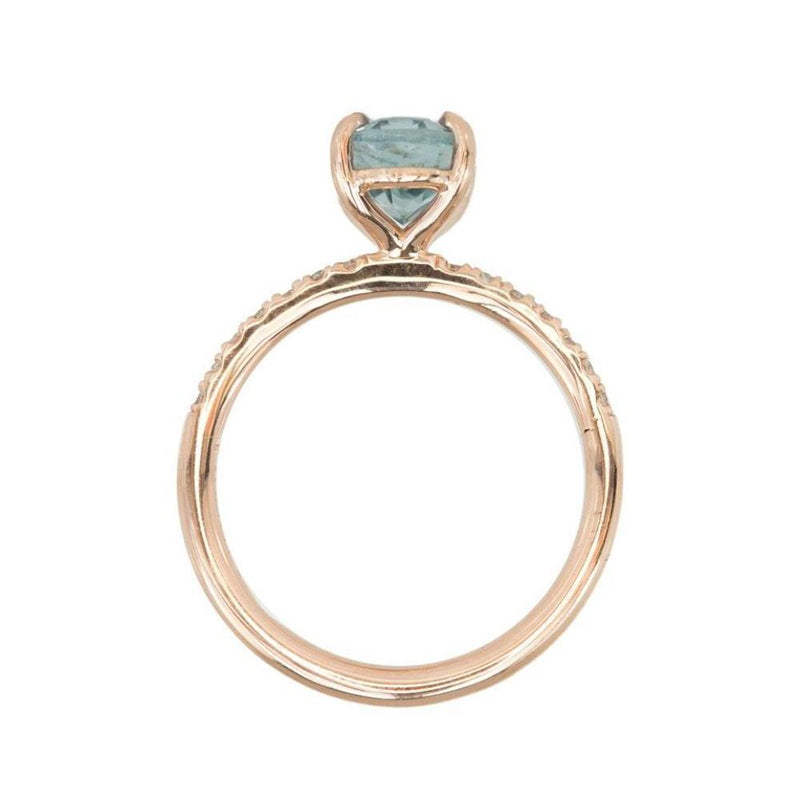2.09ct Oval Pastel Blue Montana Sapphire Ring in 14k Rose Gold Diamond-Studded Solitaire