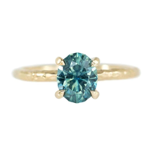 1.62ct Oval Montana Sapphire Engagement Ring in 14k Yellow Gold Evergreen Solitaire