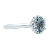 1.37ct Grey Montana Sapphire Diamond Halo Ring In Platinum, Satin Finish